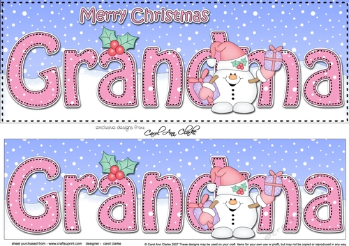 Large DL Merry Christmas GRANDMA 3D decoupage 