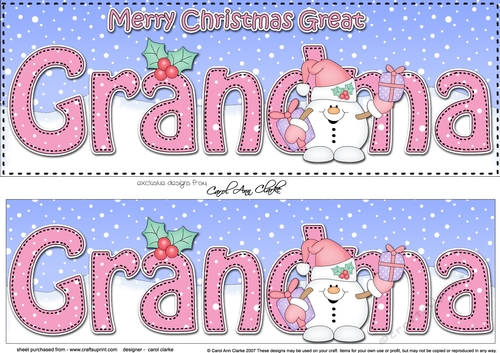 Large DL Merry Christmas GREAT GRANDMA 3D decoupage 