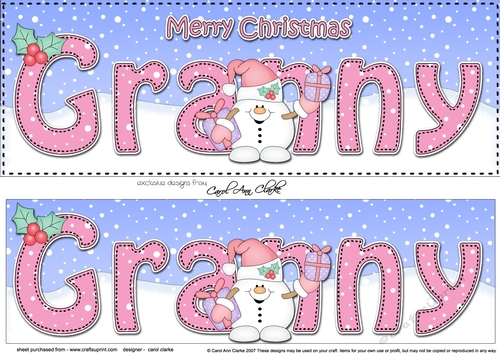 Large DL Merry Christmas GRANNY 3D decoupage 
