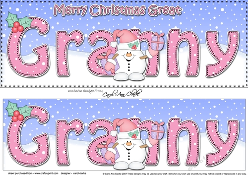 Large DL Merry Christmas GREAT GRANNY 3D decoupage 