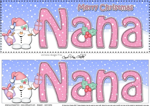 Large DL Merry Christmas NANA 3D decoupage 