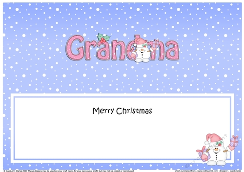 Large DL Merry Christmas GRANDMA insert