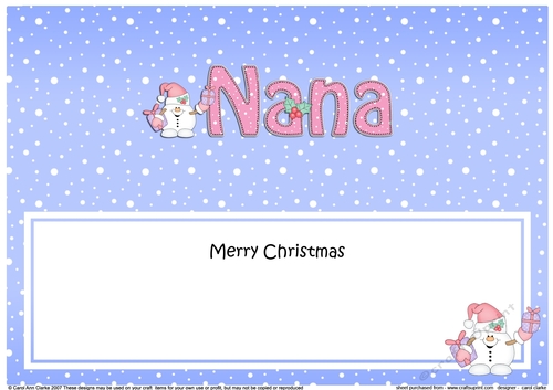 Large DL Merry Christmas NANA insert