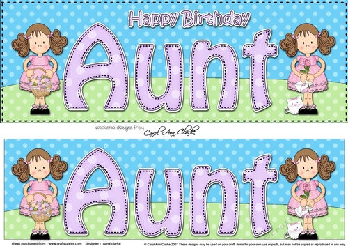 Large DL Happy Birthday AUNT 3D decoupage