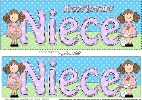 Large DL Happy Birthday NIECE 3D decoupage