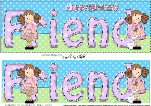 Large DL Happy Birthday FRIEND 3D decoupage