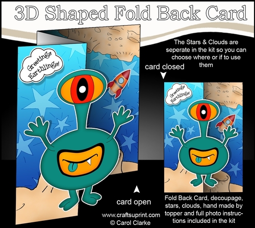3D Shaped No-Hole Fold Back Mini Kit -  Cute Alien Feyo
