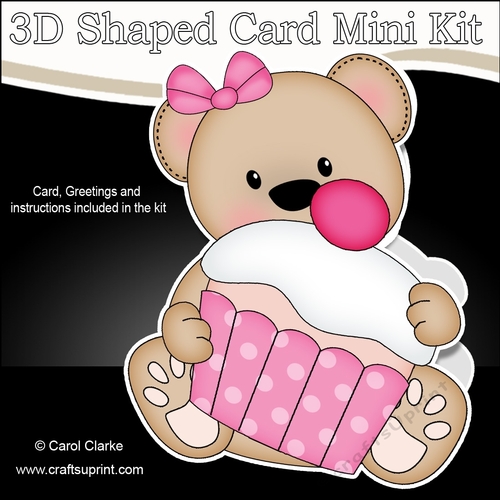 3D Shaped Card  Kit - Cute Little Livvy Bear