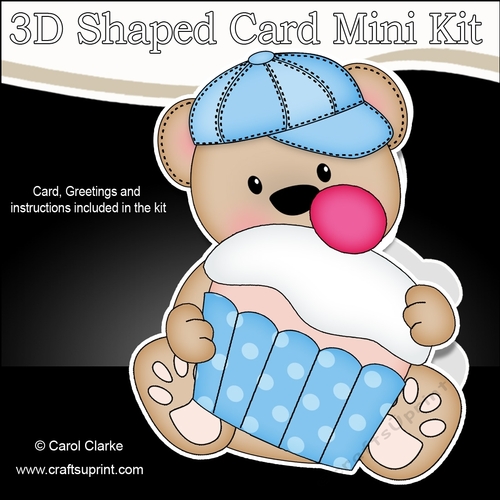 3D Shaped Card  Kit - Cute Little Austin Bear