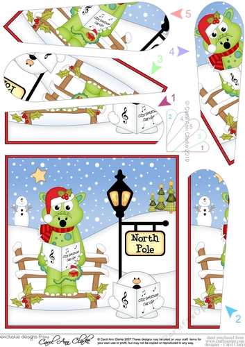 Christmas Dinosaur is at the North Pole Fan Pyramage Topper