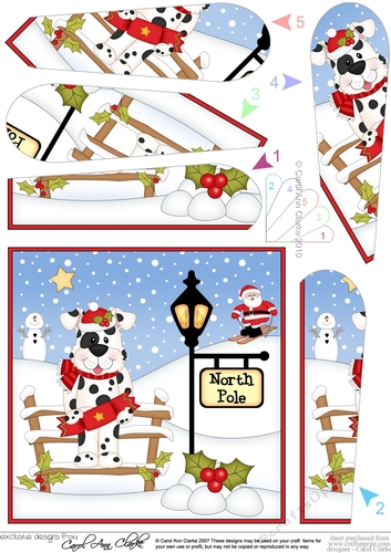 Christmas Spotty Dog is at the North Pole Fan Pyramage Topper