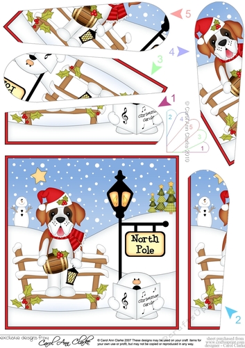 Christmas St Bernard Dog is at the North Pole Fan Pyramage Topper