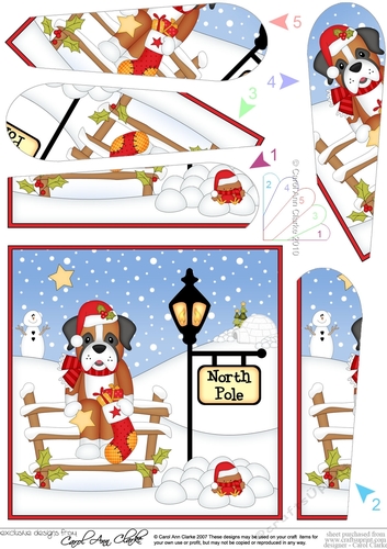 Christmas Boxer Dog is at the North Pole Fan Pyramage Topper
