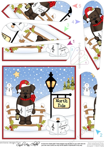 Christmas Chocolate Labrador Dog is at the North Pole Fan Pyramage Topper