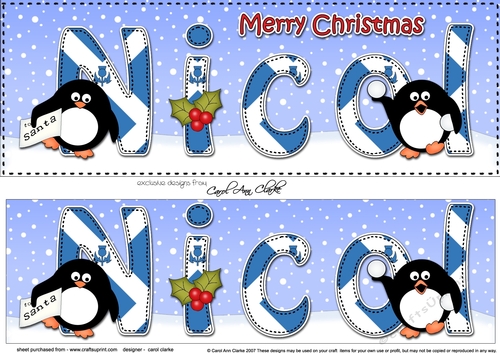 Large DL Merry Christmas NICOL 3D decoupage 