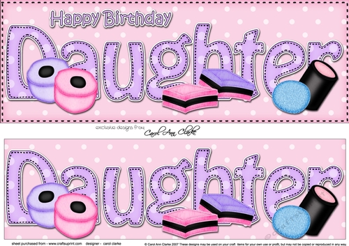 Large DL Happy Birthday DAUGHTER 3D decoupage