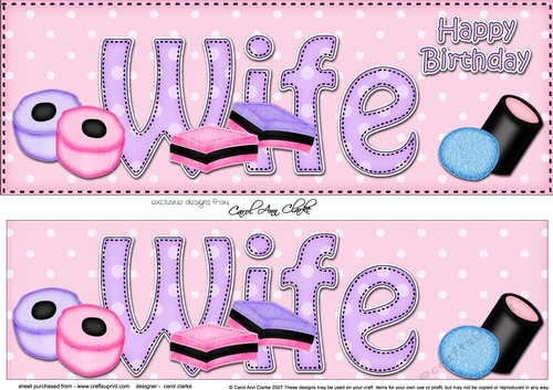 Large DL Happy Birthday WIFE 3D decoupage