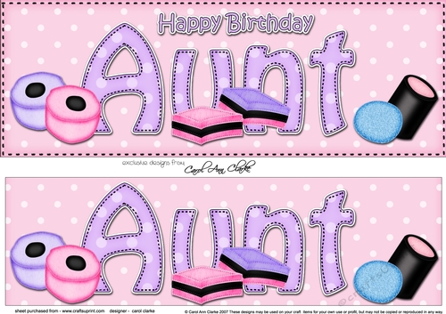 Large DL Happy Birthday AUNT 3D decoupage