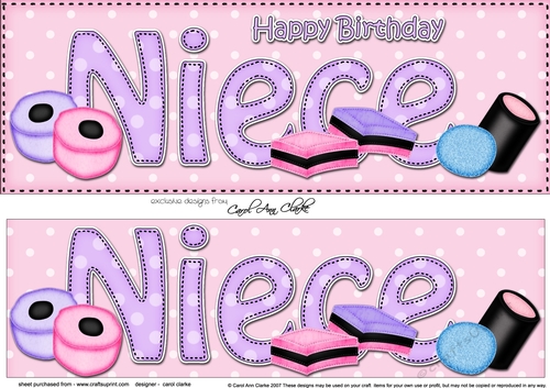 Large DL Happy Birthday NIECE 3D decoupage