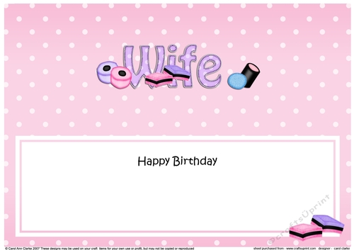 Large DL Happy Birthday WIFE insert
