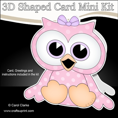 3D Shaped Card  Kit - Cute Little Olla Owl