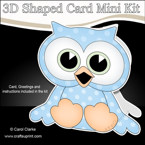 3D Shaped Card  Kit - Cute Little Oscar Owl