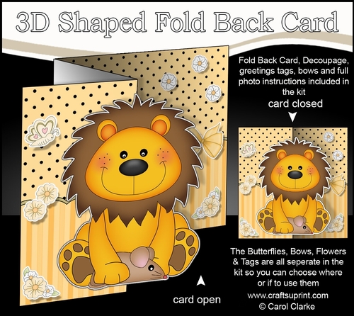 3D Shaped No-Hole Fold Back Mini Kit - Cute Little Lloyd Lion 