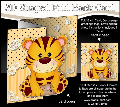 3D Shaped No-Hole Fold Back Mini Kit - Cute Little Tinker Tiger