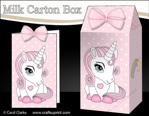 3D Milk Carton Treat Box - Cute Little Unicorn Sparkle