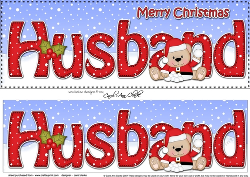 Large DL Merry Christmas HUSBAND 3D decoupage 