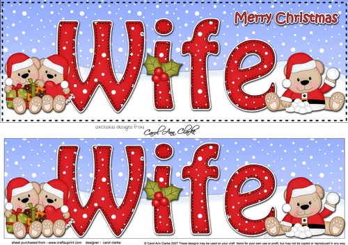 Large DL Merry Christmas WIFE 3D decoupage 