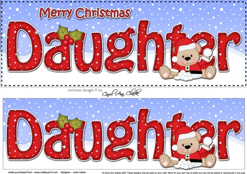 Large DL Merry Christmas DAUGHTER 3D decoupage 
