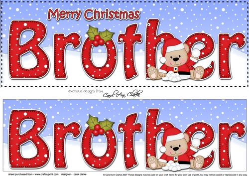 Large DL Merry Christmas BROTHER 3D decoupage 