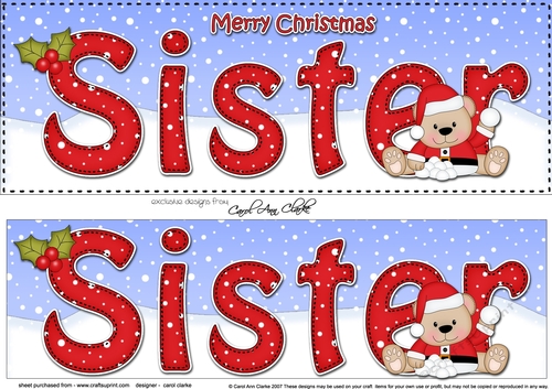 Large DL Merry Christmas SISTER 3D decoupage 