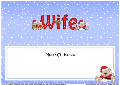 Large DL Merry Christmas WIFE insert