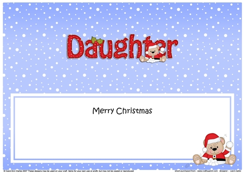 Large DL Merry Christmas DAUGHTER insert