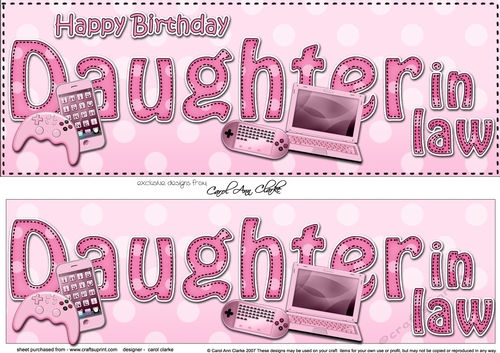 Large DL Happy Birthday DAUGHTER IN LAW 3D decoupage