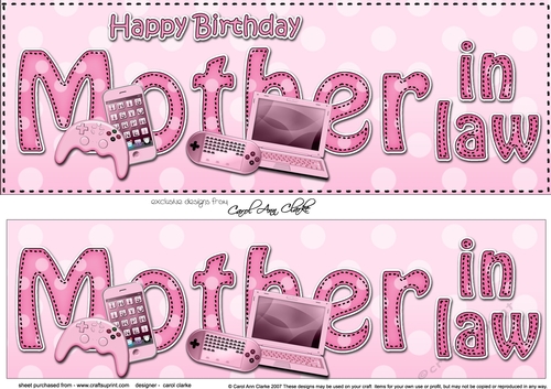 Large DL Happy Birthday MOTHER IN LAW 3D decoupage