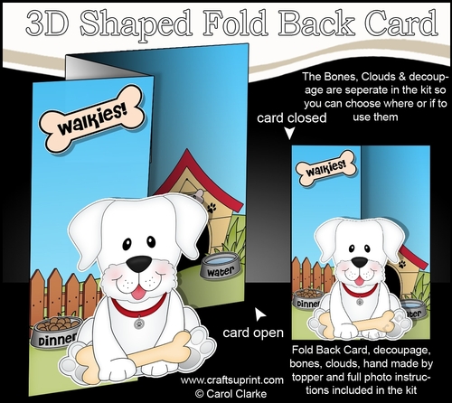 3D Shaped No-Hole Fold Back Mini Kit - Little White Labrador Dog Dash