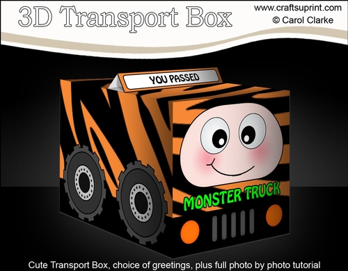 3D Cute Transport Treat Box Gift Set Mini Kit - Safari Monster Truck