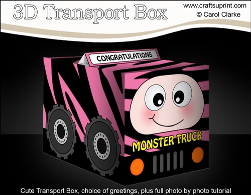 3D Cute Transport Treat Box Gift Set Mini Kit - Safari Monster Truck