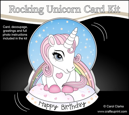 3D Shaped Rocking Card Mini Kit - Cute Little Unicorn Sparkle