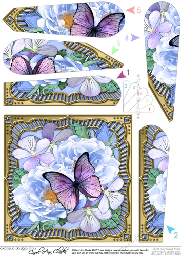 Flowers & Butterfly in a Gold Frame Fan Pyramage Topper