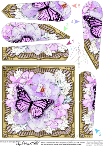 Flowers & Butterfly in a Gold Frame Fan Pyramage Topper