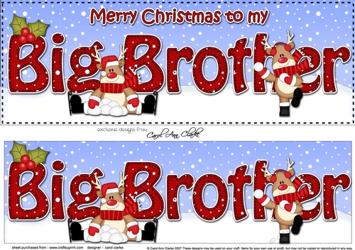 Large DL Merry Christmas TO MY BIG BROTHER 3D decoupage 
