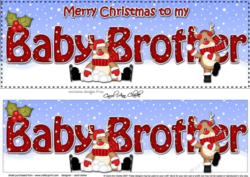 Large DL Merry Christmas TO MY BABY BROTHER 3D decoupage 