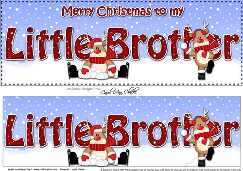 Large DL Merry Christmas TO MY LITTLE BROTHER 3D decoupage 