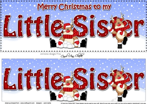 Large DL Merry Christmas TO MY LITTLE SISTER 3D decoupage 