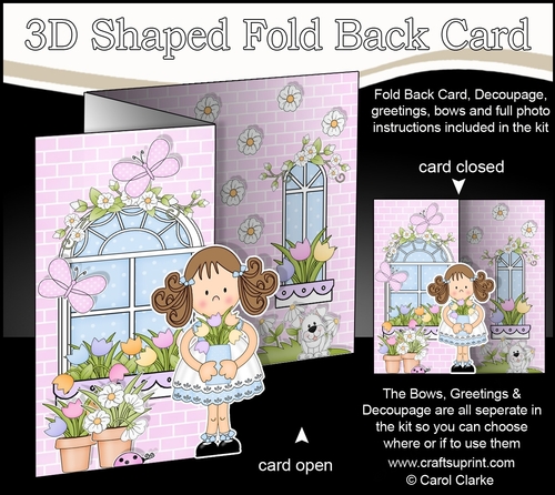 3D Shaped No-Hole Fold Back Mini Kit -  Country Cottage Girlz Zoe has a Vase of Pretty Flowers