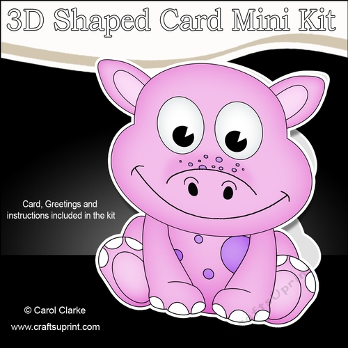 3D Shaped Card  Kit - Cute Little Denise Dino